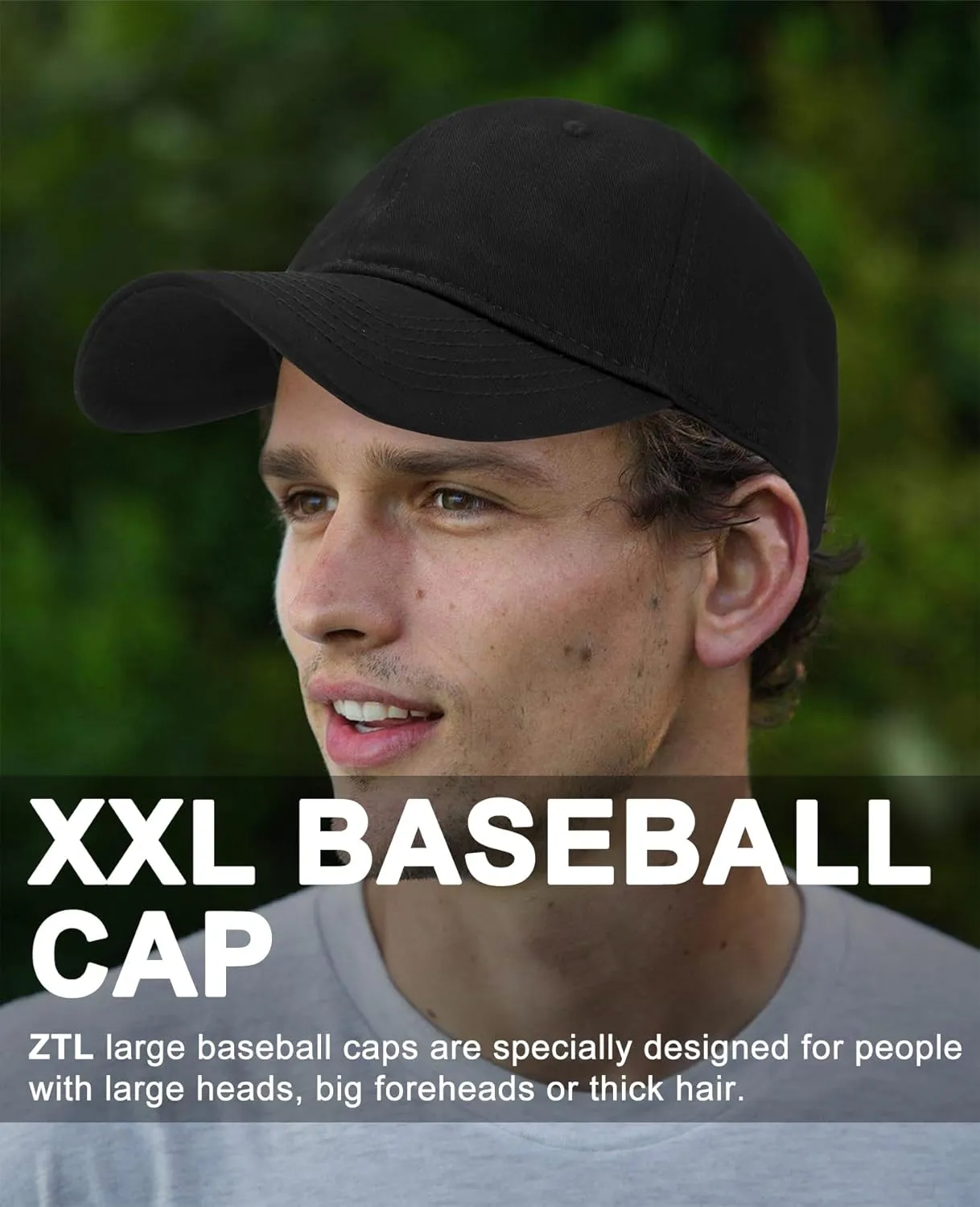 Oversize XXL Baseball Cap for Big Heads 23.6"-25.6", Extra Large Cotton Baseball Hat, Plus Size Unstructured Dad Hats