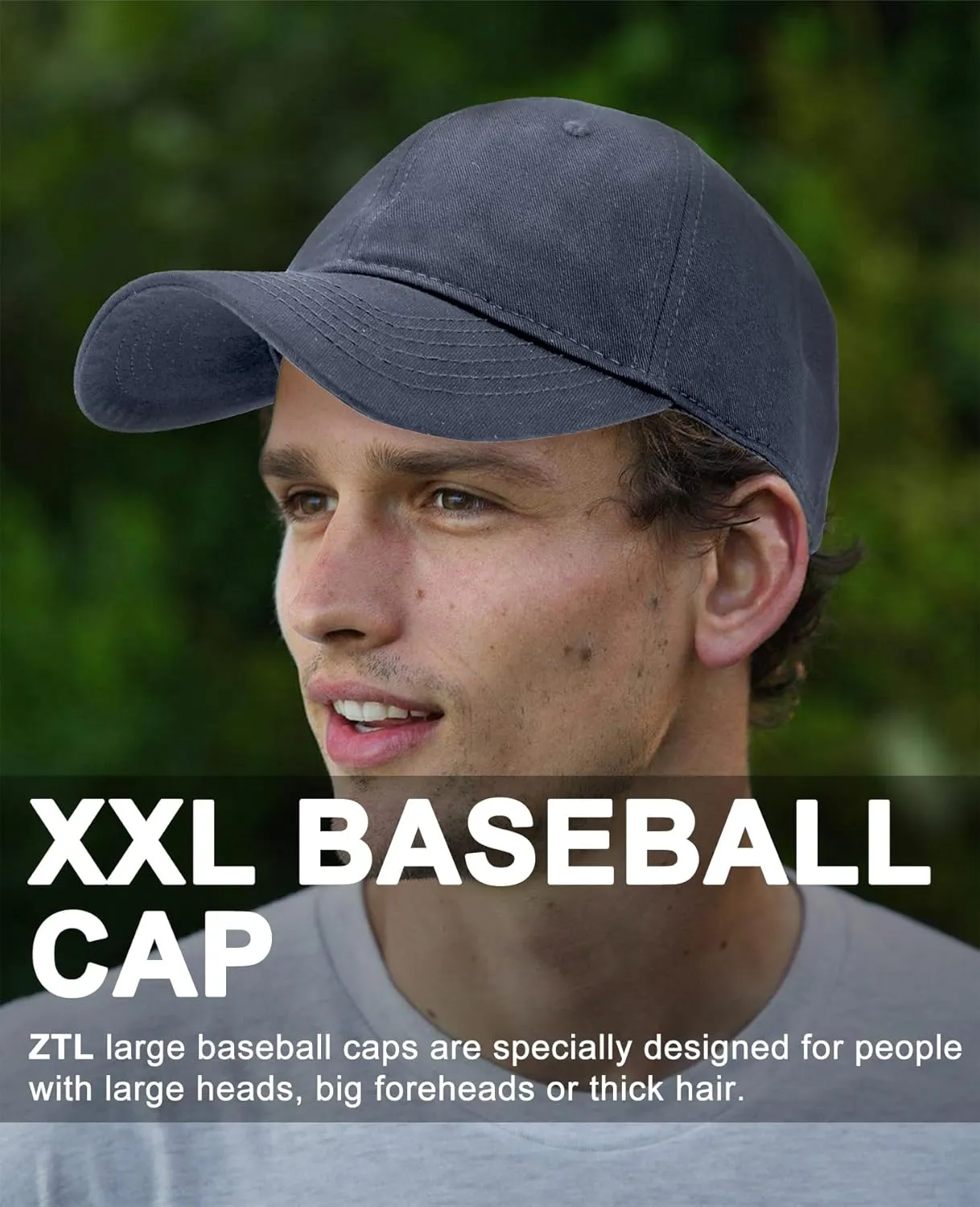 Oversize XXL Baseball Cap for Big Heads 23.6"-25.6", Extra Large Cotton Baseball Hat, Plus Size Unstructured Dad Hats
