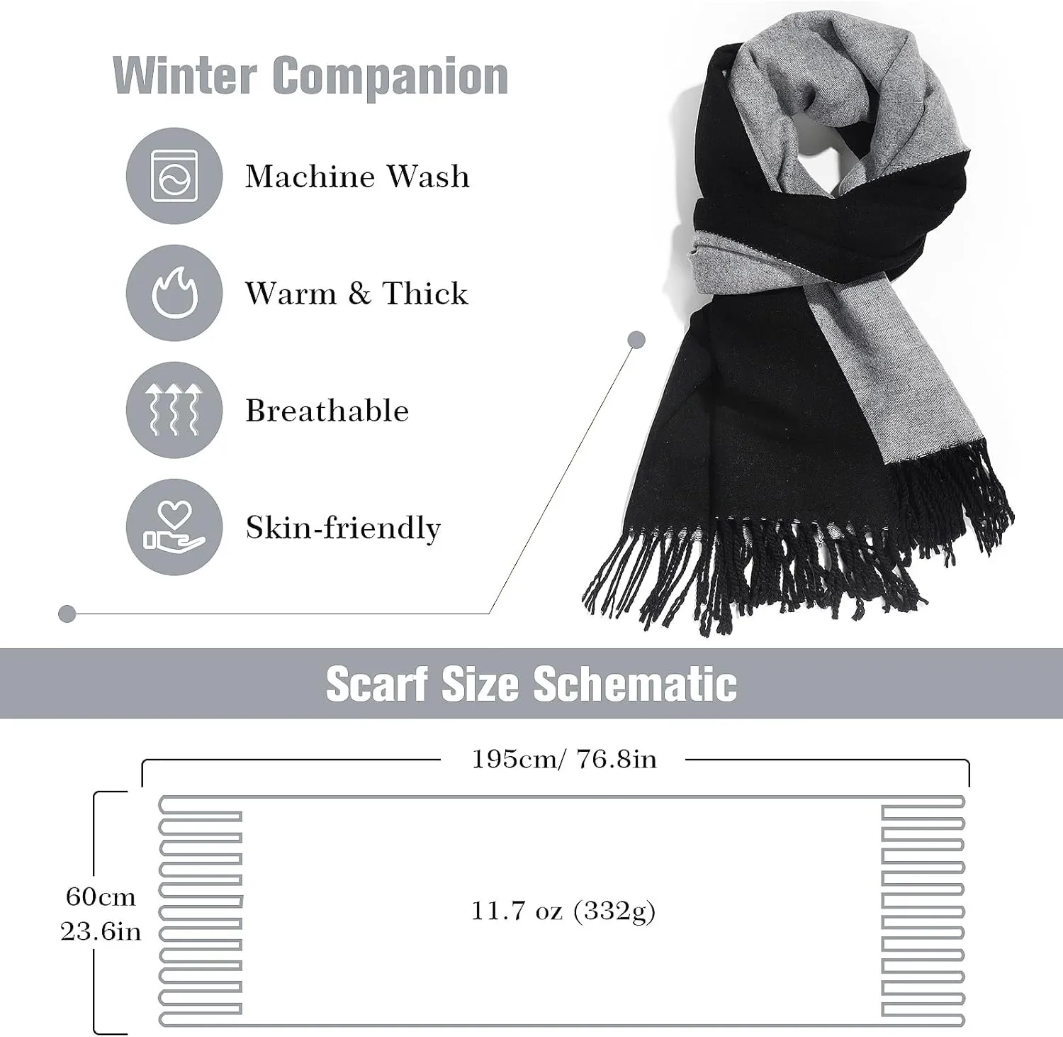 Pashmina Shawl Wraps Cashmere Feel Scarves Fashion Thick Soft Scarf for Women Evening Wedding Bridesmaid Gifts