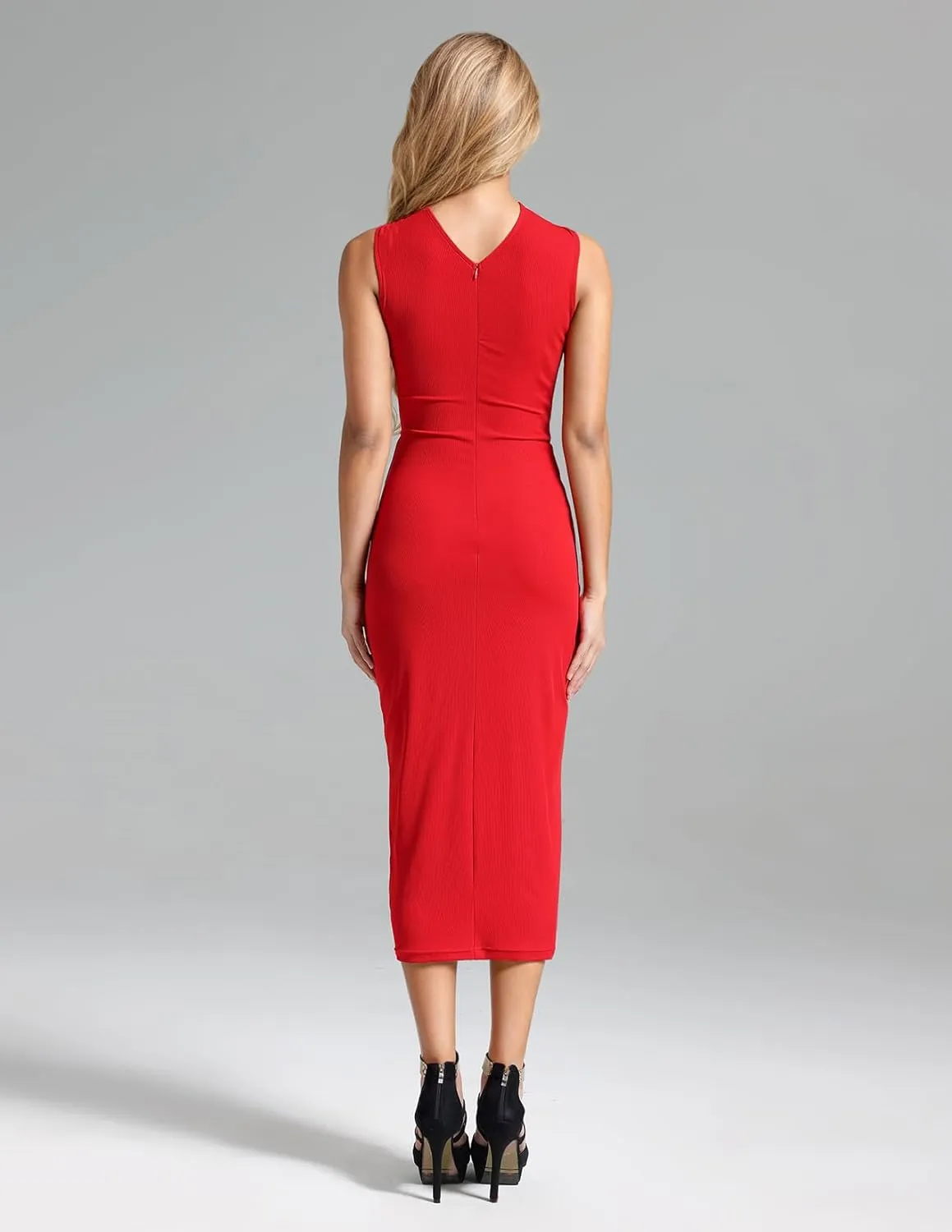 Red Trendy Halter Dress Gorgeous Bodycon Dress Stunning Cut Out Dress Playful Off Shoulder Party Dress