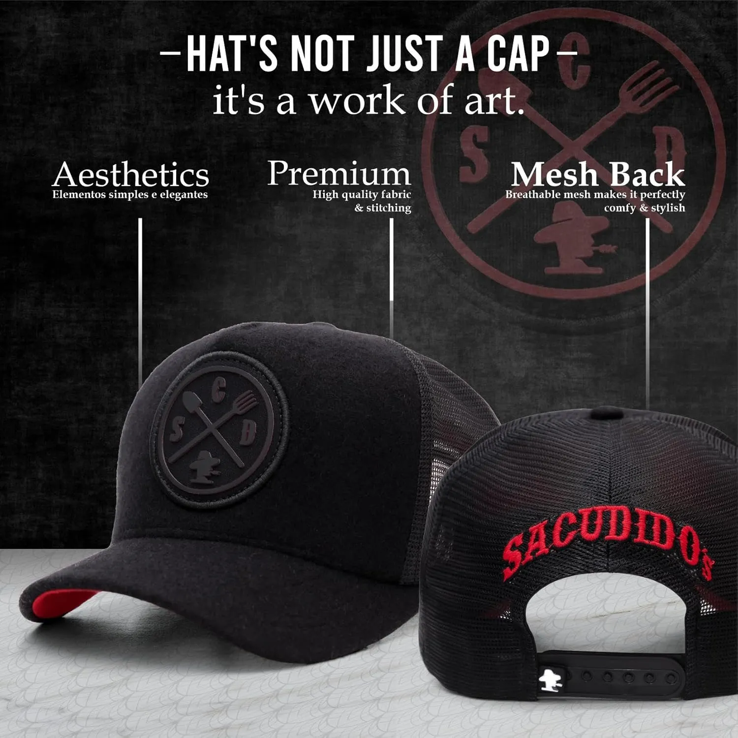 Sacudido's Mesh Back Cap - Changes Color in The Heat - for Men and Women Baseball Hat 5-Panel for Hunting & Hiking