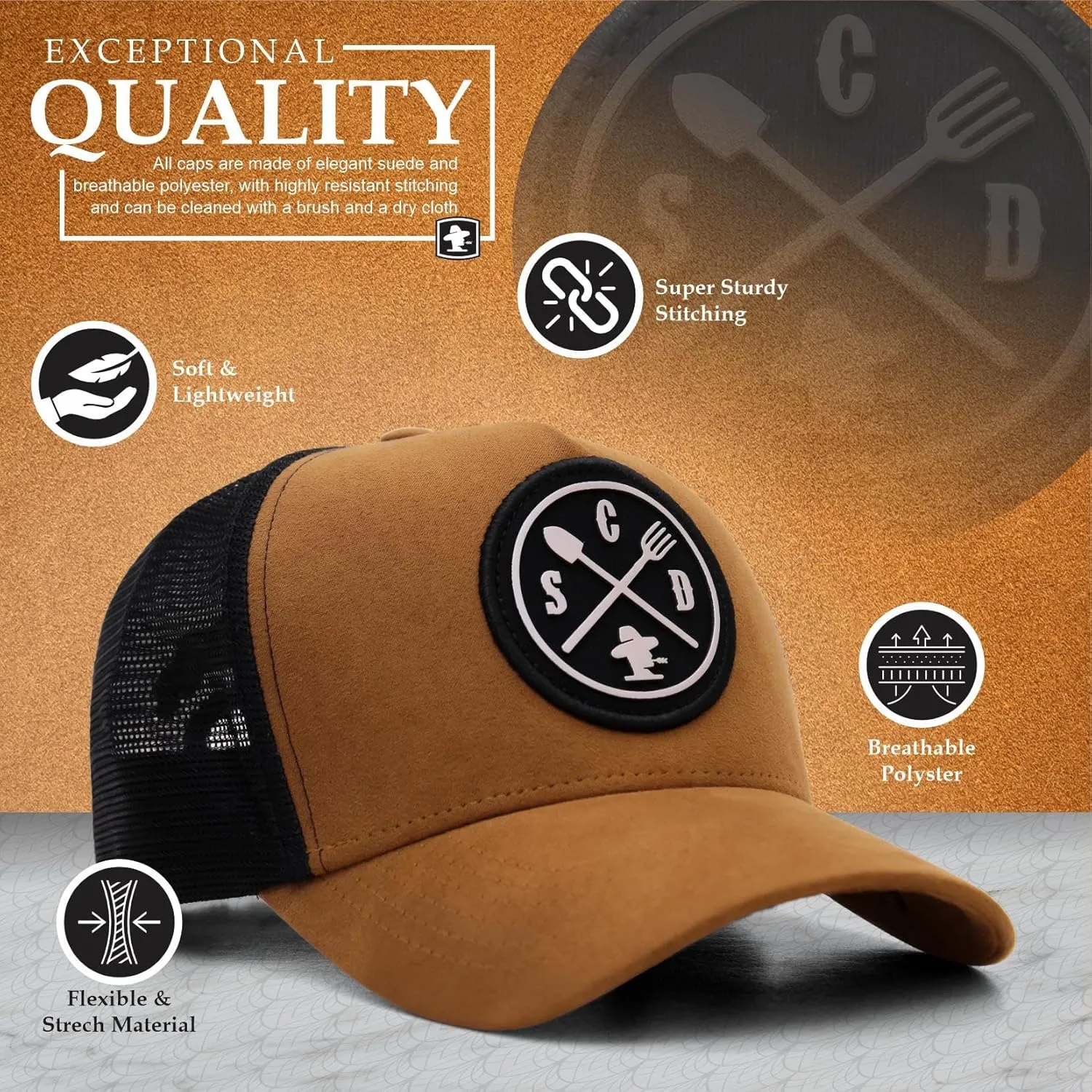 Sacudido's Mesh Back Cap - Changes Color in The Heat - for Men and Women Baseball Hat 5-Panel for Hunting & Hiking