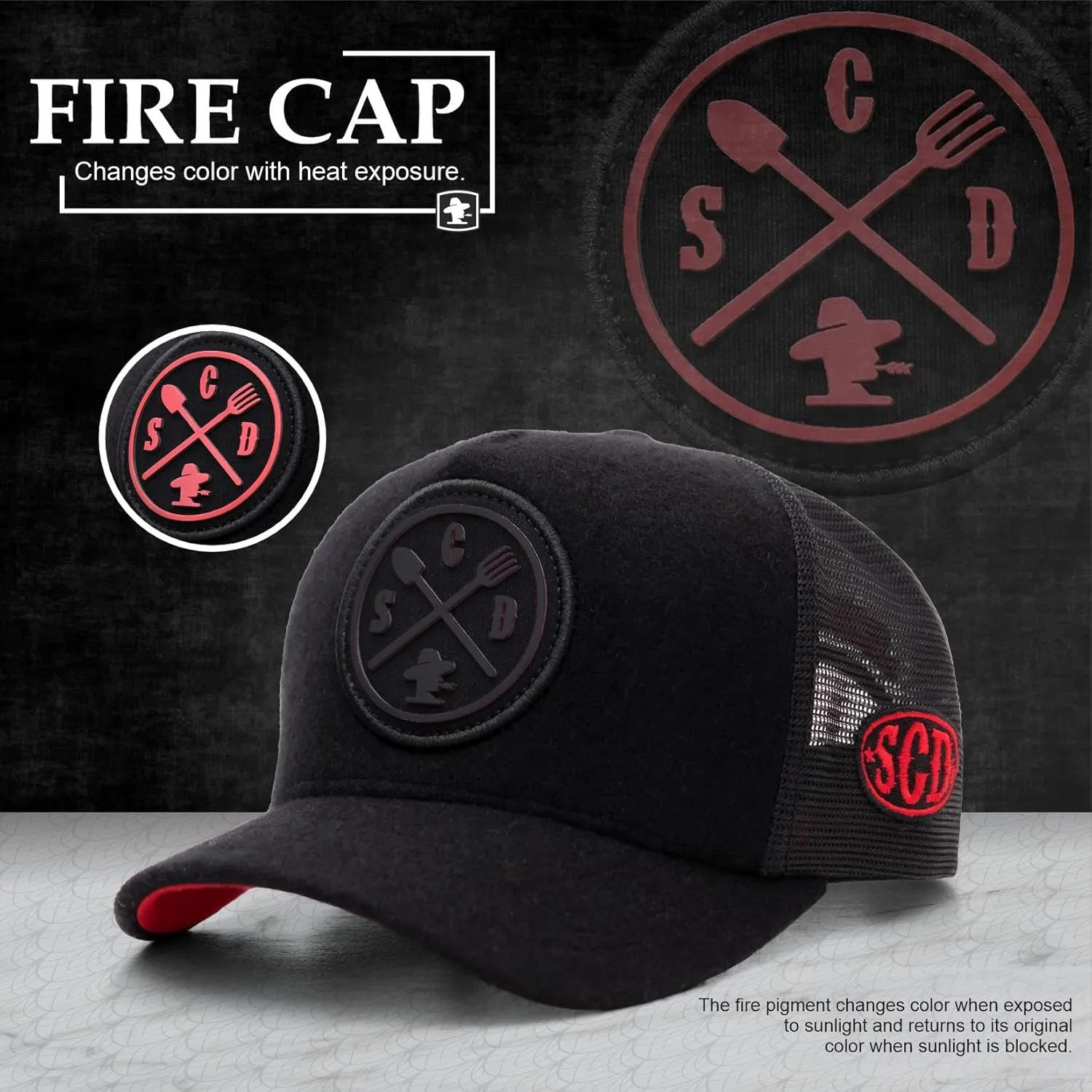 Sacudido's Mesh Back Cap - Changes Color in The Heat - for Men and Women Baseball Hat 5-Panel for Hunting & Hiking