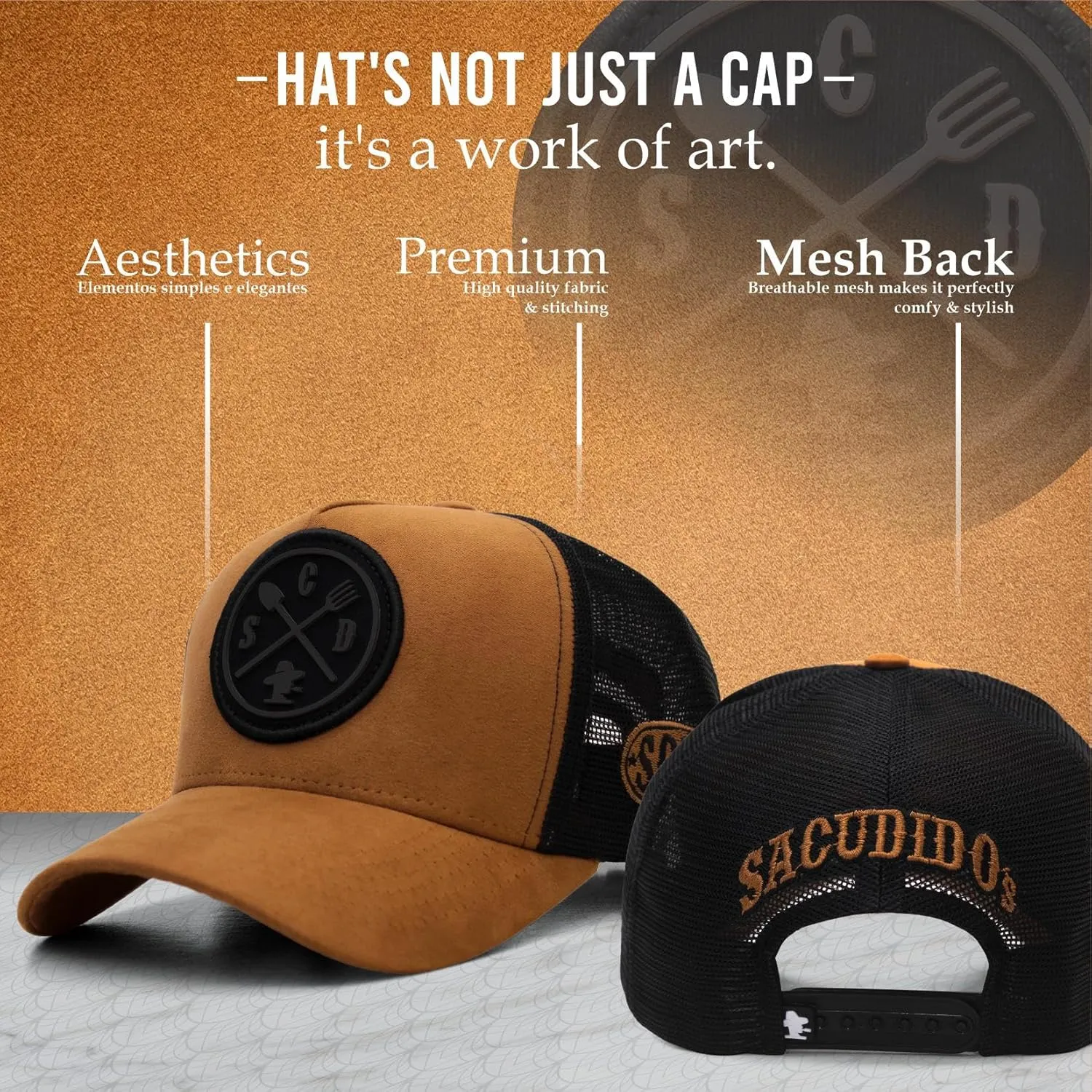 Sacudido's Mesh Back Cap - Changes Color in The Heat - for Men and Women Baseball Hat 5-Panel for Hunting & Hiking