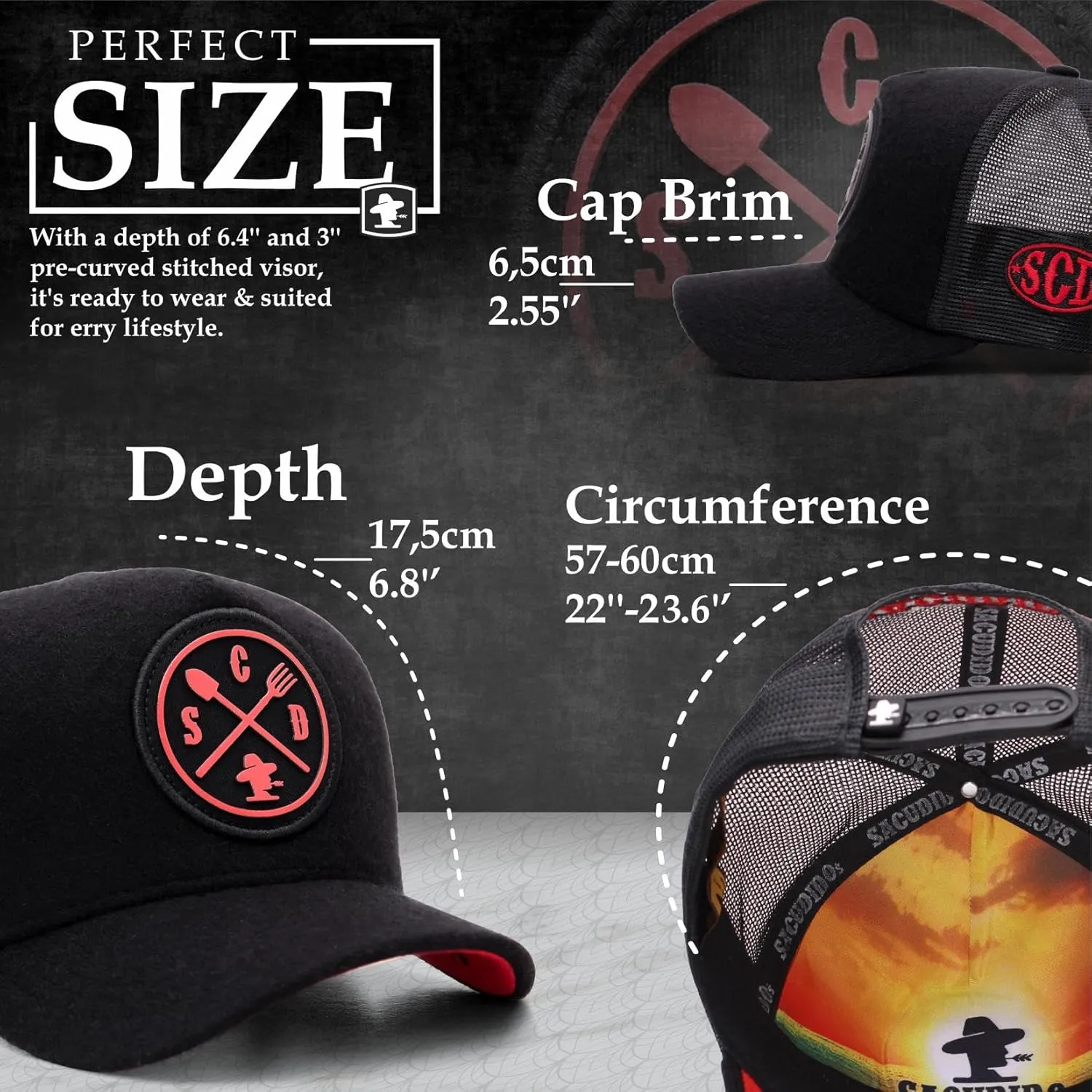 Sacudido's Mesh Back Cap - Changes Color in The Heat - for Men and Women Baseball Hat 5-Panel for Hunting & Hiking