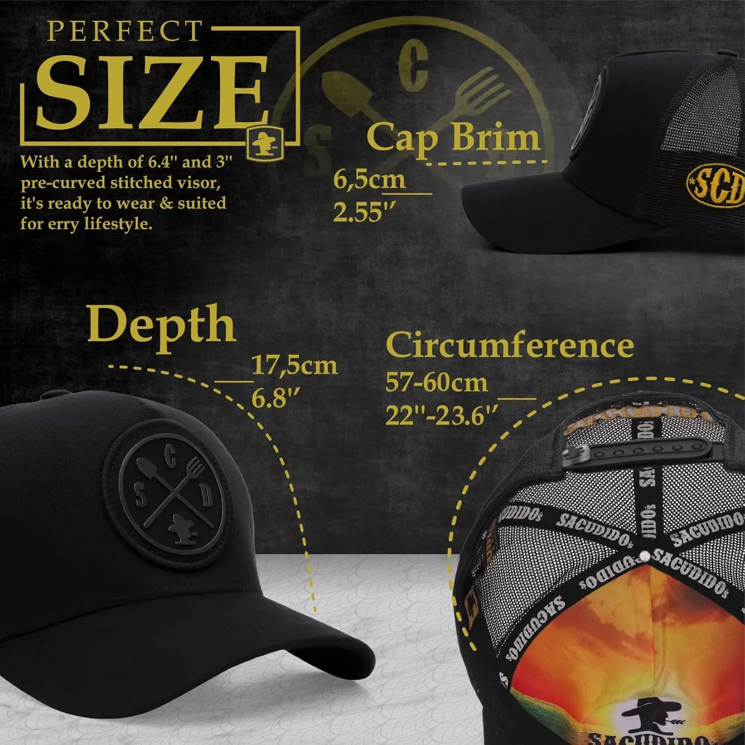 Sacudido's Mesh Back Cap - Changes Color in The Heat - for Men and Women Baseball Hat 5-Panel for Hunting & Hiking