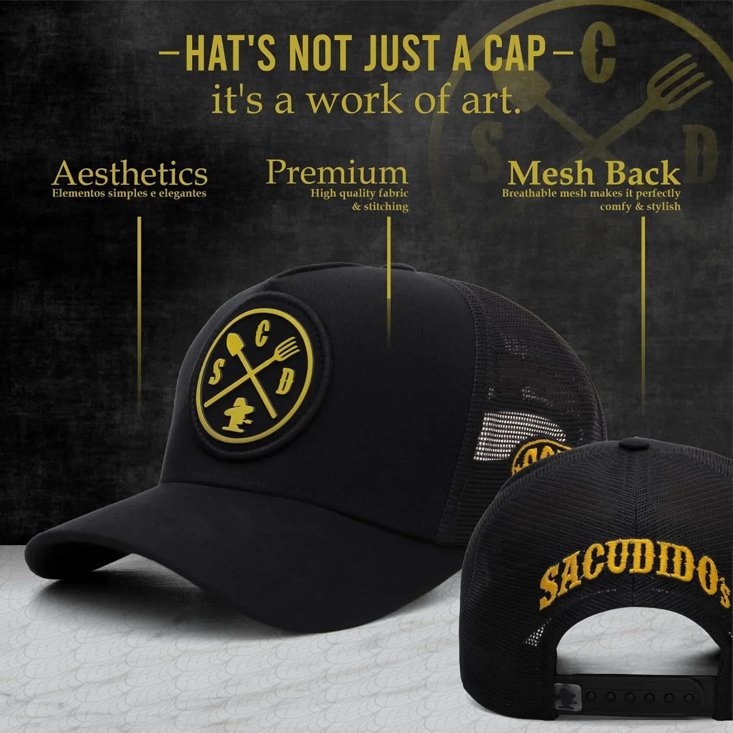 Sacudido's Mesh Back Cap - Changes Color in The Heat - for Men and Women Baseball Hat 5-Panel for Hunting & Hiking