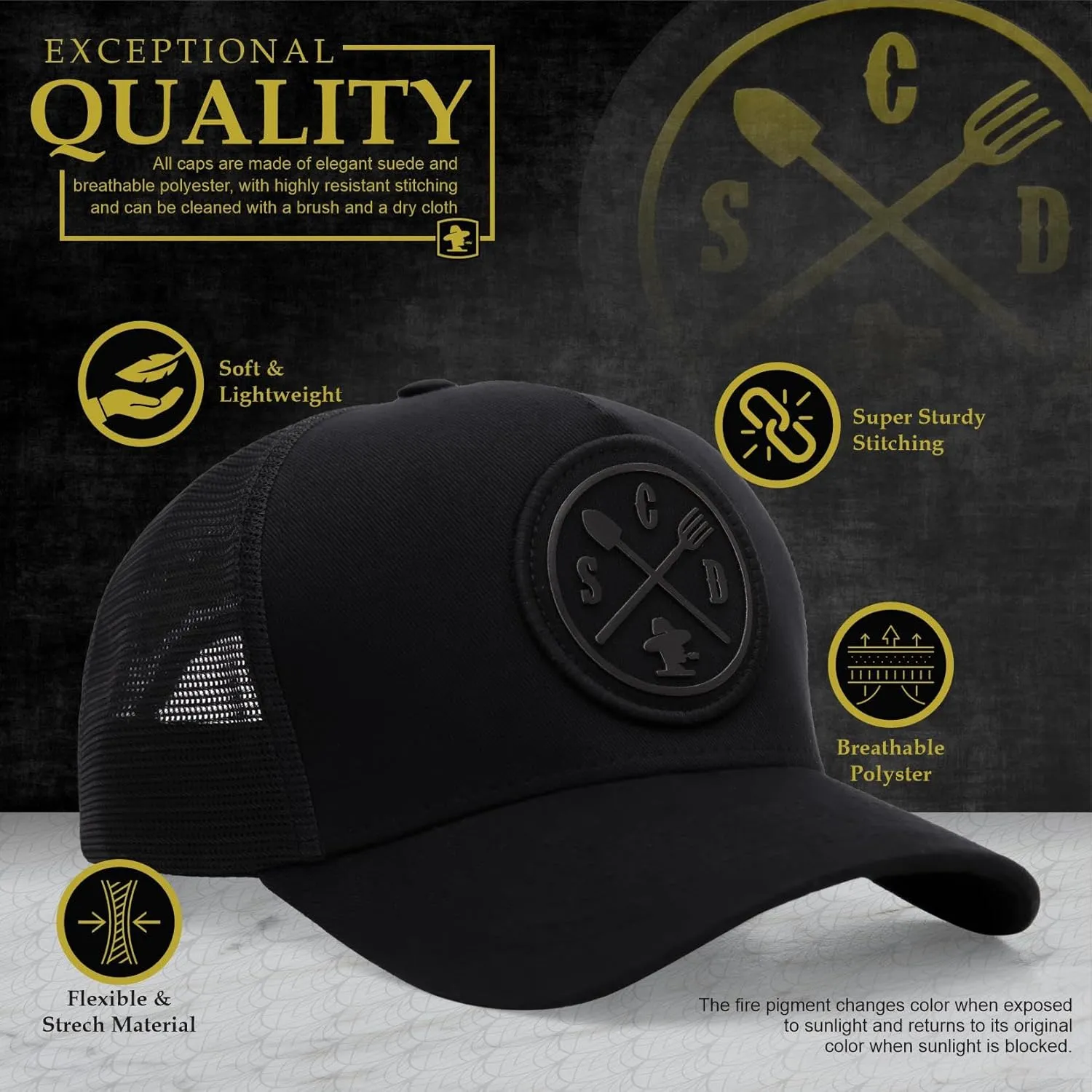 Sacudido's Mesh Back Cap - Changes Color in The Heat - for Men and Women Baseball Hat 5-Panel for Hunting & Hiking