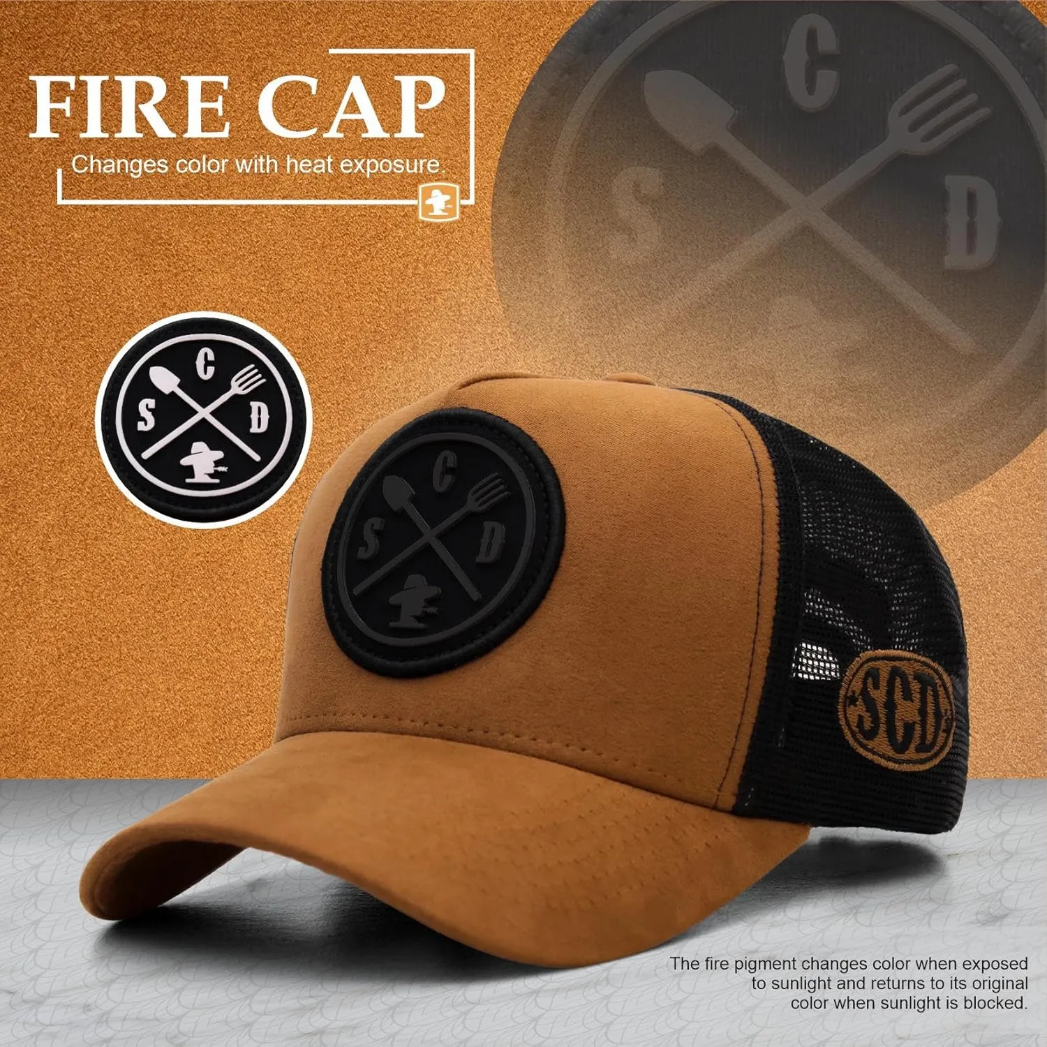Sacudido's Mesh Back Cap - Changes Color in The Heat - for Men and Women Baseball Hat 5-Panel for Hunting & Hiking