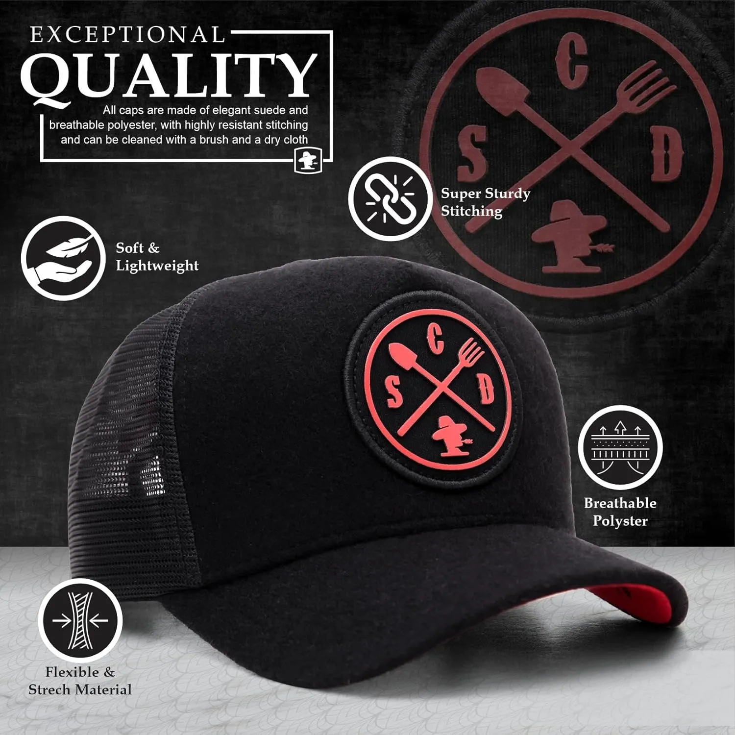 Sacudido's Mesh Back Cap - Changes Color in The Heat - for Men and Women Baseball Hat 5-Panel for Hunting & Hiking