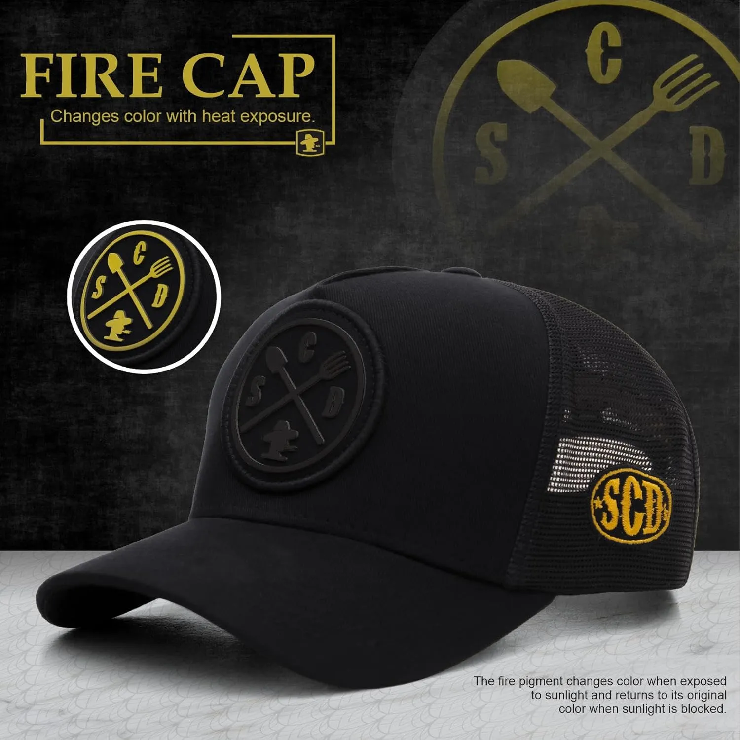 Sacudido's Mesh Back Cap - Changes Color in The Heat - for Men and Women Baseball Hat 5-Panel for Hunting & Hiking