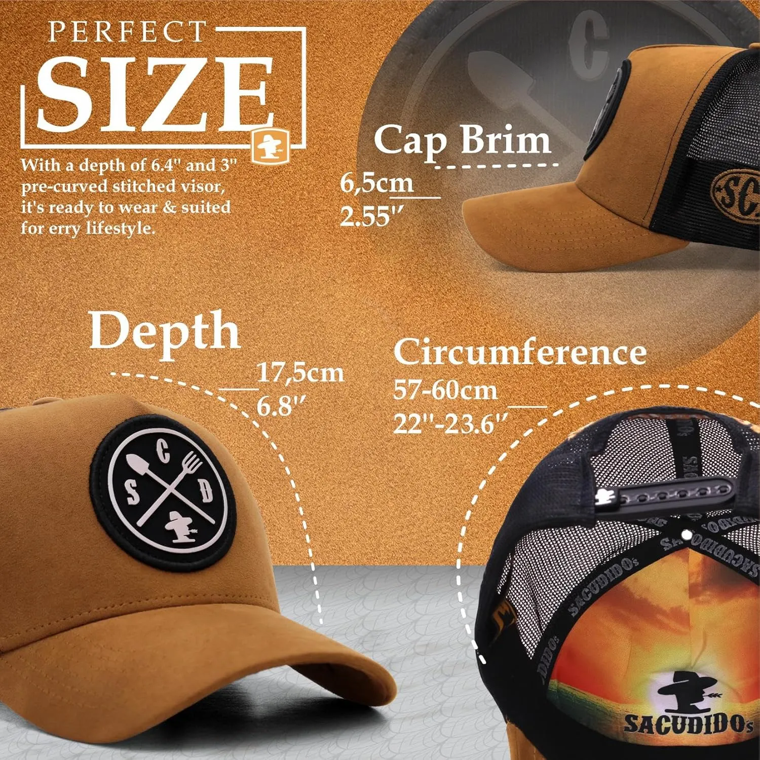 Sacudido's Mesh Back Cap - Changes Color in The Heat - for Men and Women Baseball Hat 5-Panel for Hunting & Hiking