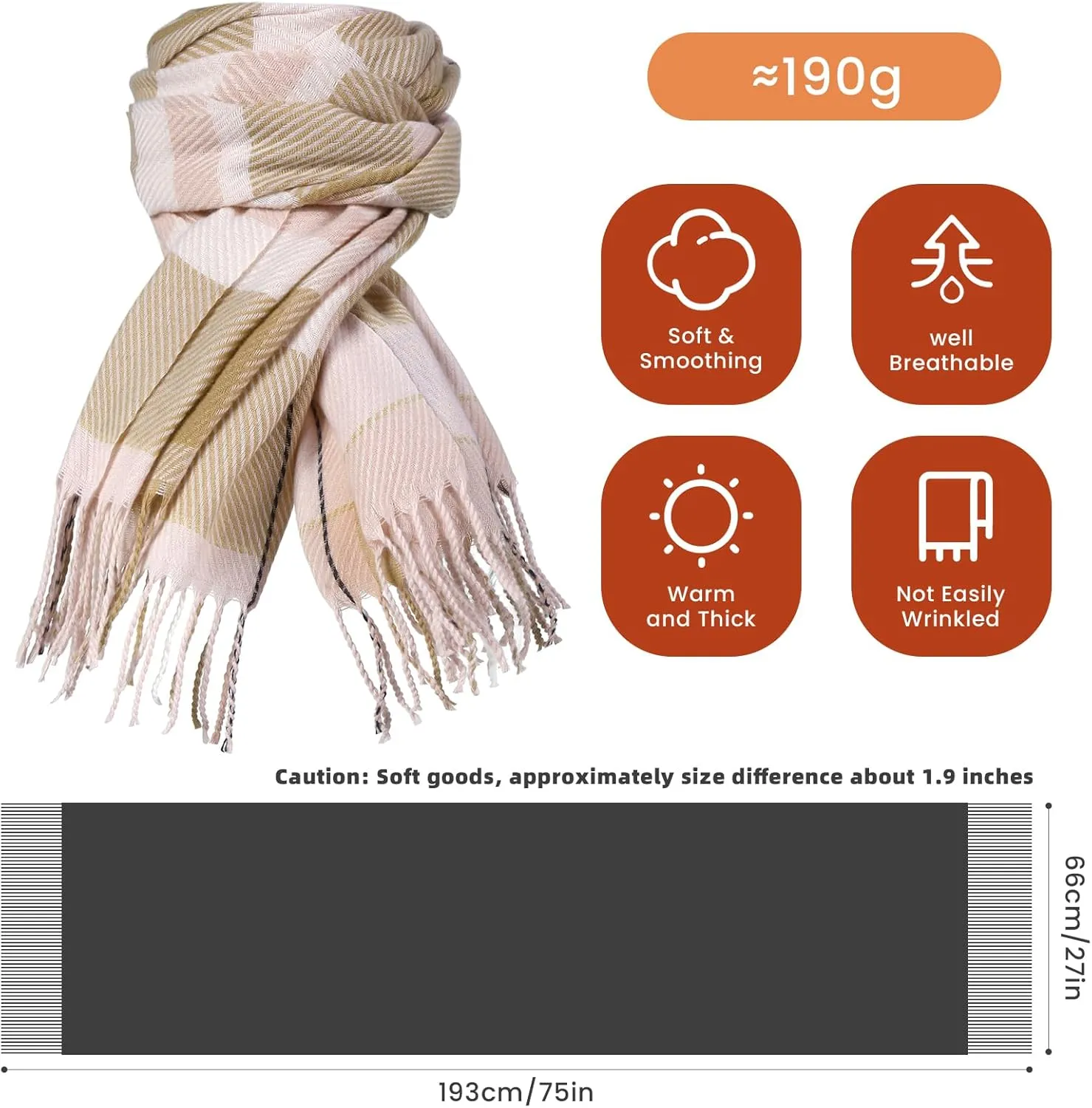 Scarf for Women Shawl Cashmere Feel Plaid Scarves Pashmina Wraps Winter Scarf for Evening Wedding Bridesmaid Gifts