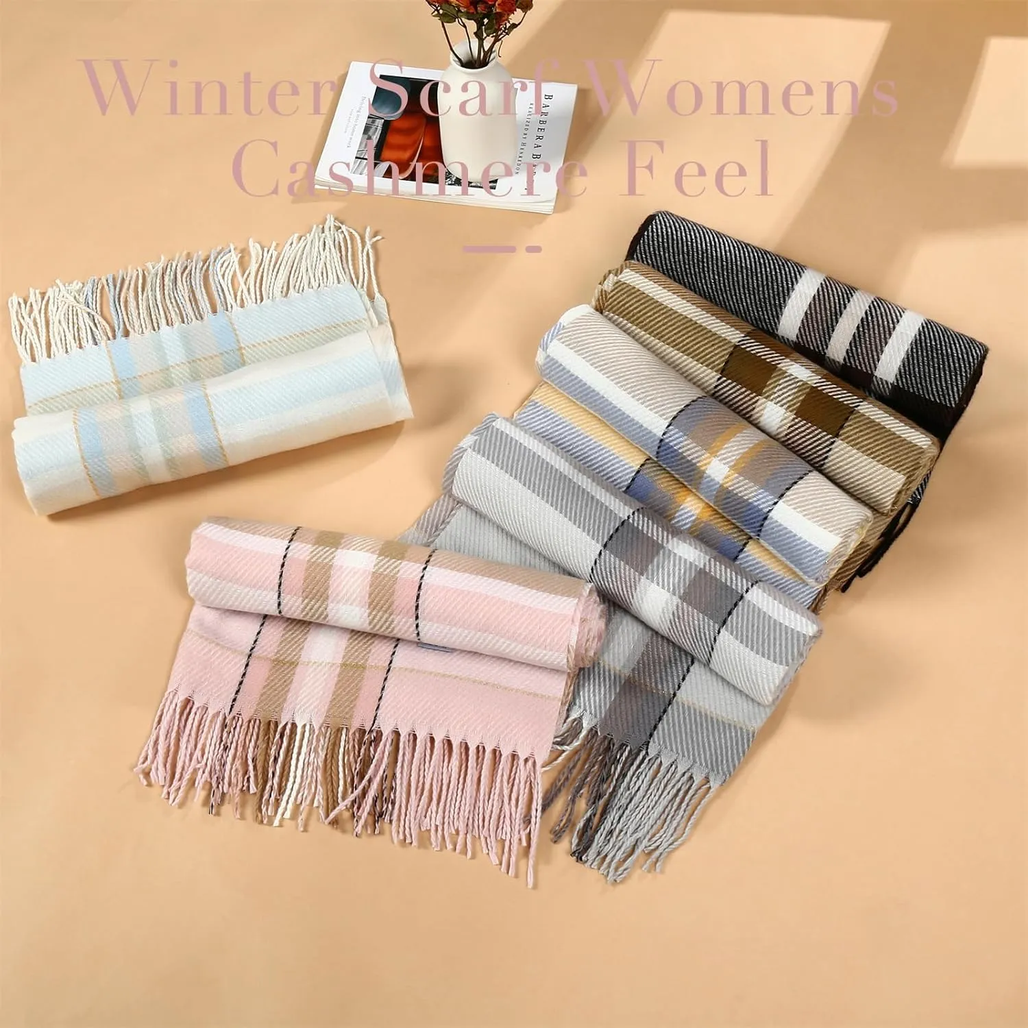 Scarf for Women Shawl Cashmere Feel Plaid Scarves Pashmina Wraps Winter Scarf for Evening Wedding Bridesmaid Gifts