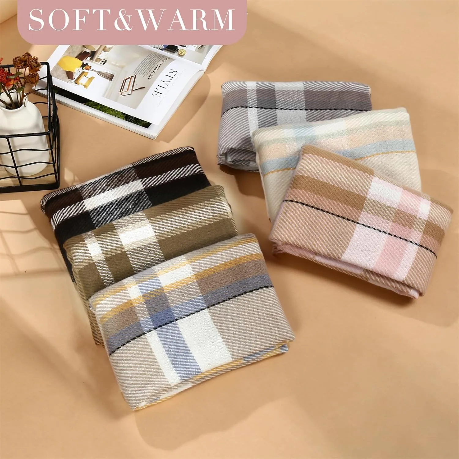 Scarf for Women Shawl Cashmere Feel Plaid Scarves Pashmina Wraps Winter Scarf for Evening Wedding Bridesmaid Gifts