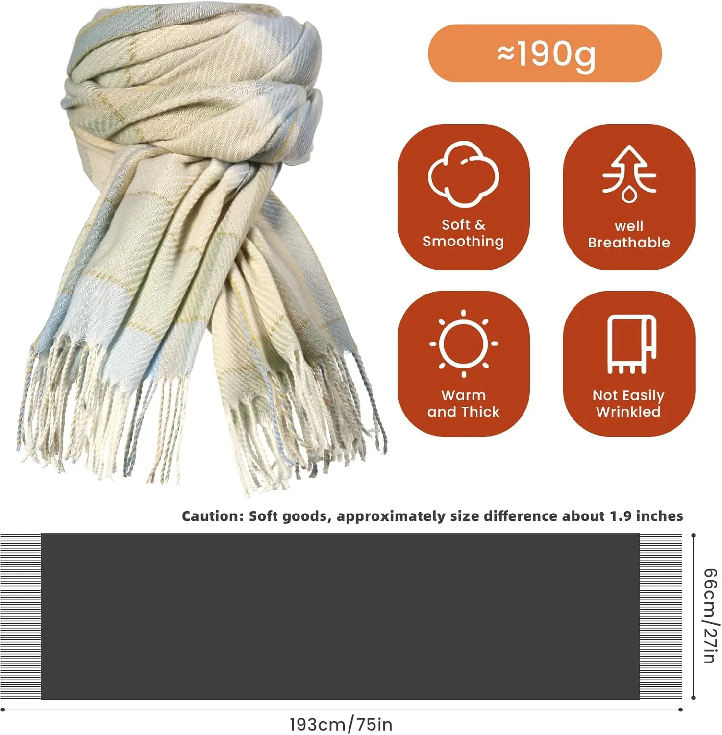 Scarf for Women Shawl Cashmere Feel Plaid Scarves Pashmina Wraps Winter Scarf for Evening Wedding Bridesmaid Gifts