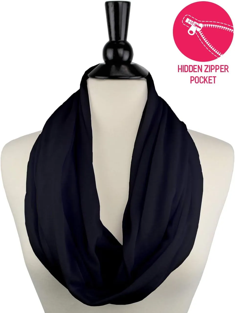 Solid Color Hidden Zipper Pocket Scarf - Fashion Scarf for Women - All Seasons