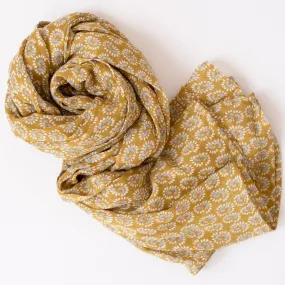 Sunburst Dark Honey Block Printed Scarf