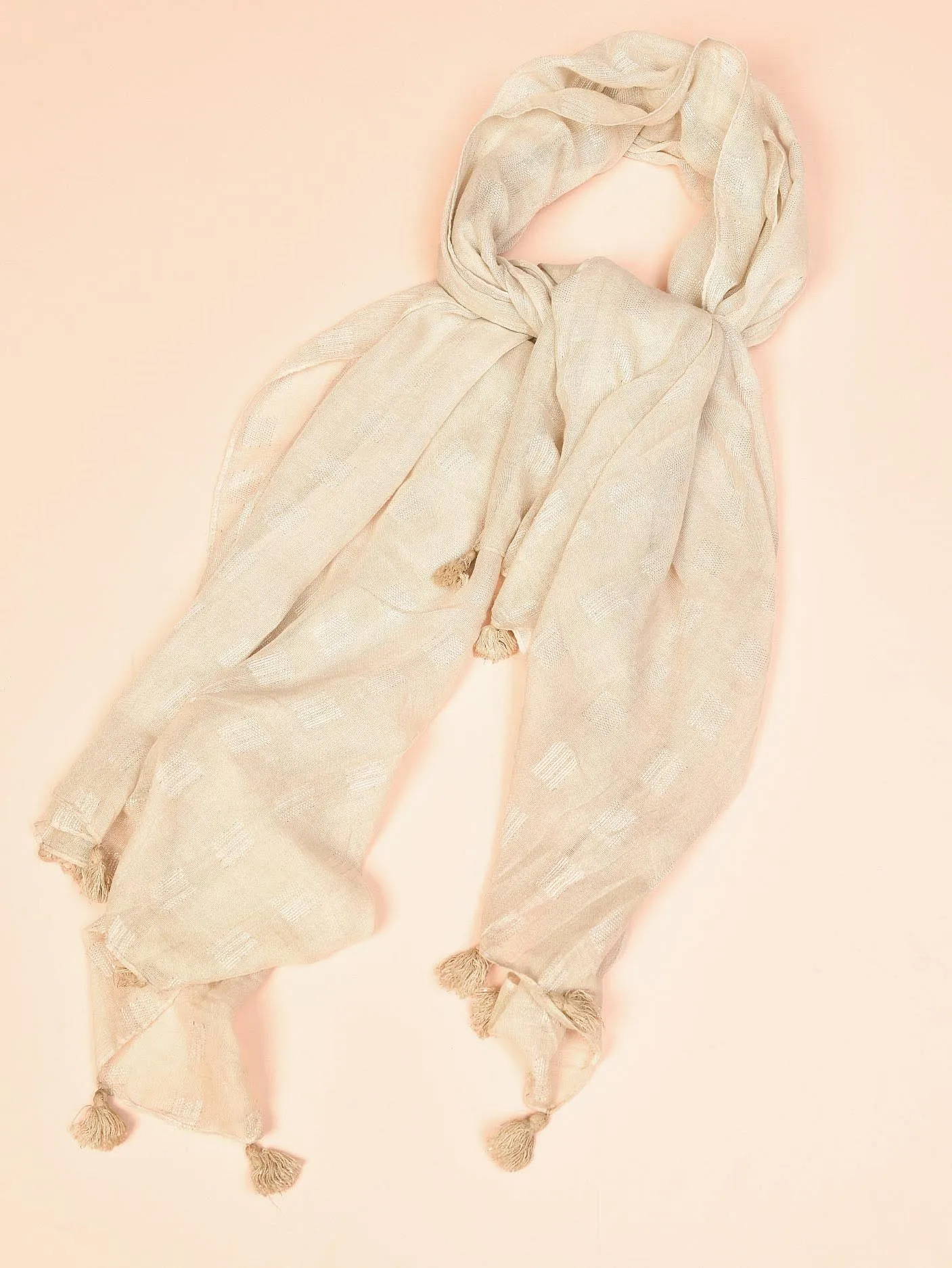 Tasseled Shimmer Viscose Scarf