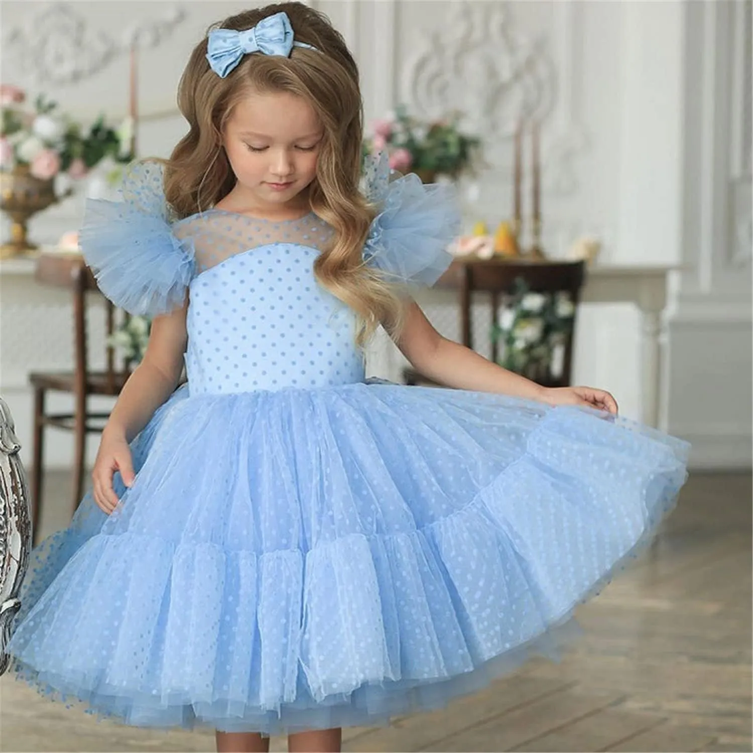 TTYAOVO Pageant Girl Dress Elegant Birthday Party Princess Gown