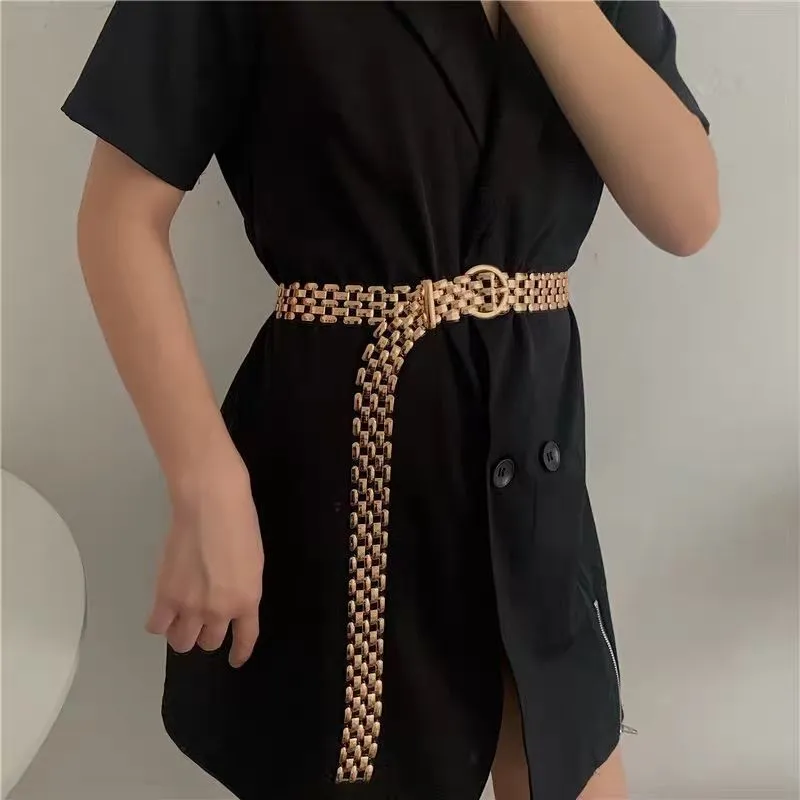 Waist Chain Elegant Silver Metal Chain Strap Pin Buckle Waist Chain