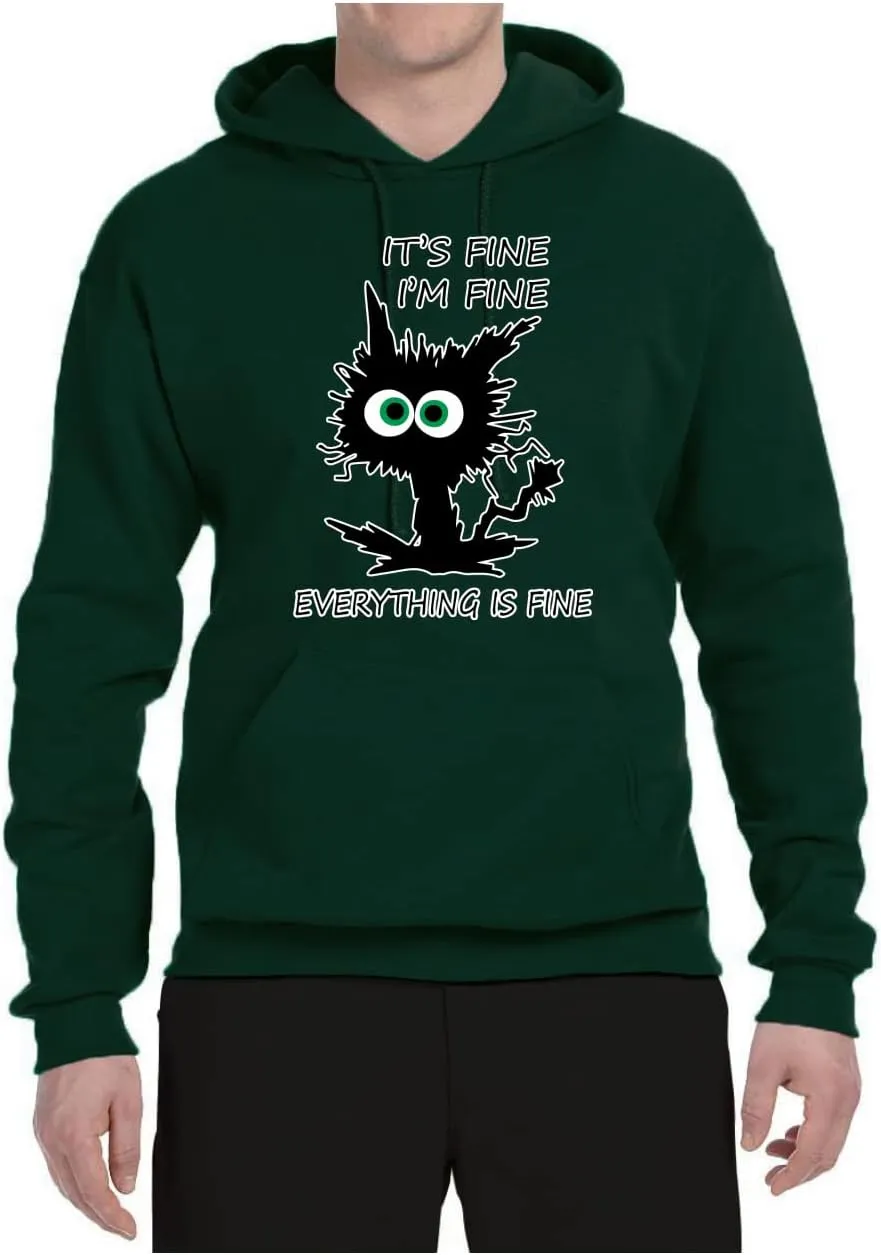 Wild Bobby Cat Joke It's Fine I'm Fine Everything is Fine Cat Lover Unisex Graphic Hoodie Sweatshirt