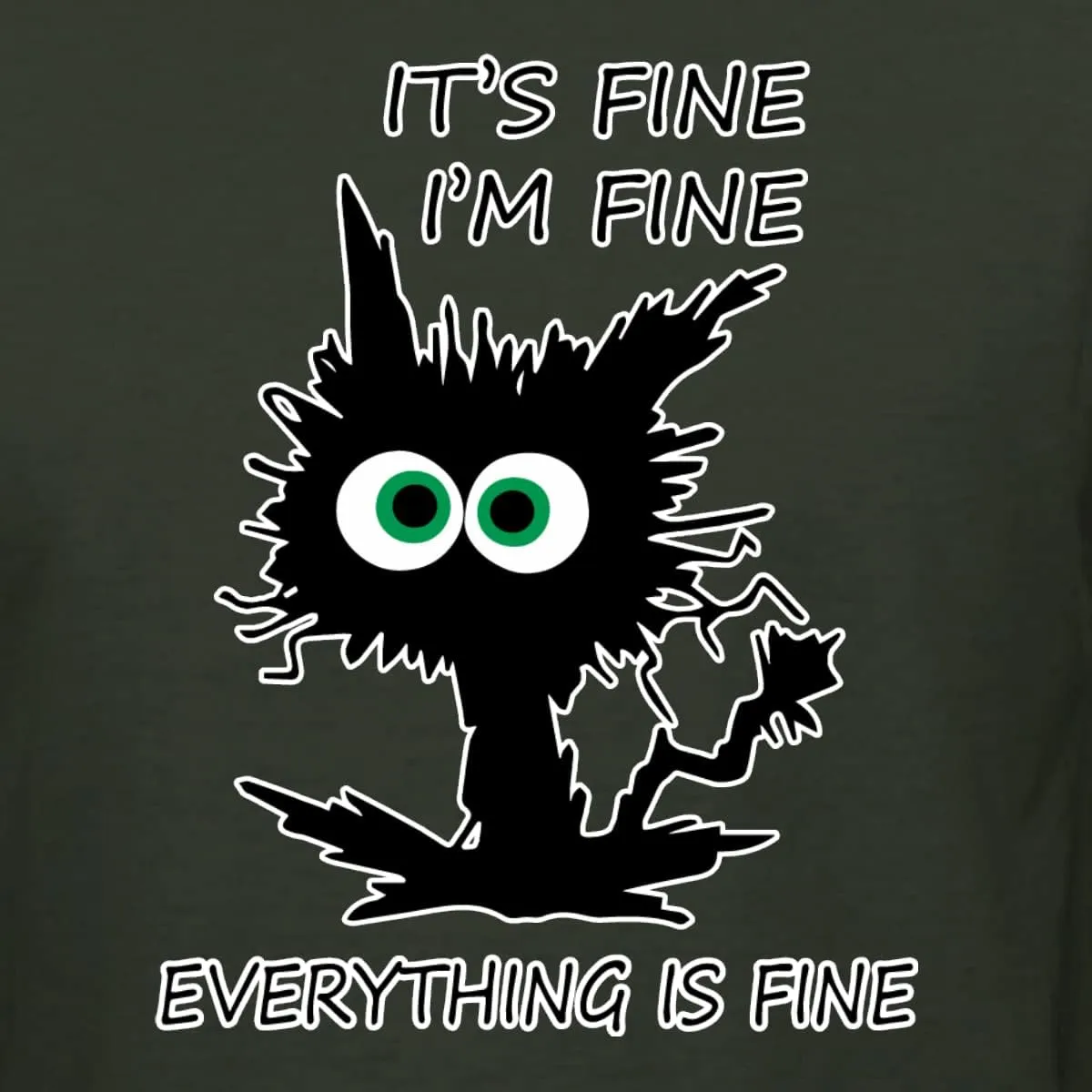 Wild Bobby Cat Joke It's Fine I'm Fine Everything is Fine Cat Lover Unisex Graphic Hoodie Sweatshirt