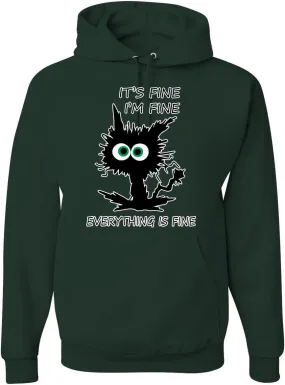 Wild Bobby Cat Joke It's Fine I'm Fine Everything is Fine Cat Lover Unisex Graphic Hoodie Sweatshirt