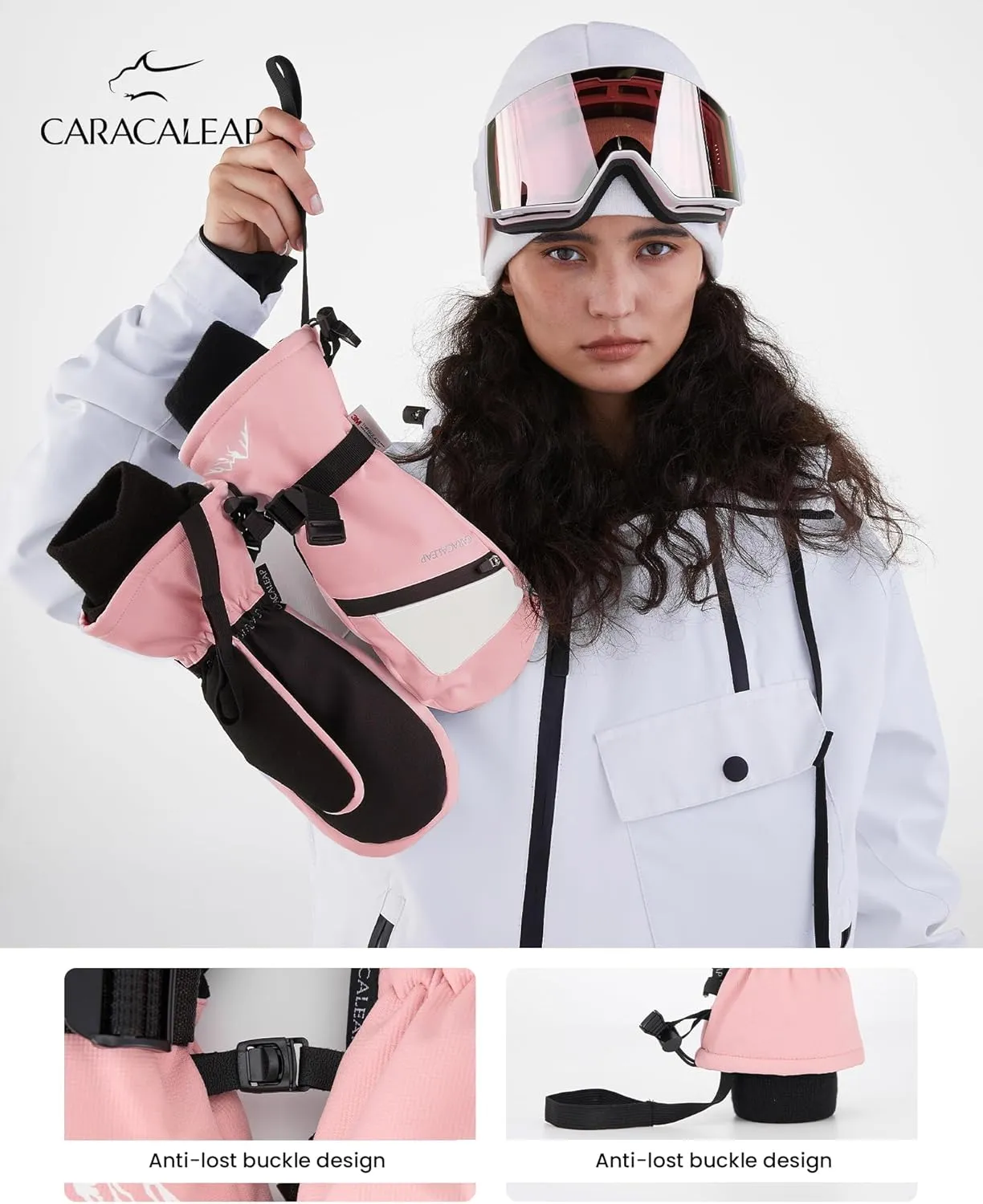 Winter Ski Mittens for Men Women Cold Weather- Warm Snowboard Mittens Gloves Waterproof Snow Sports Mitts Gloves