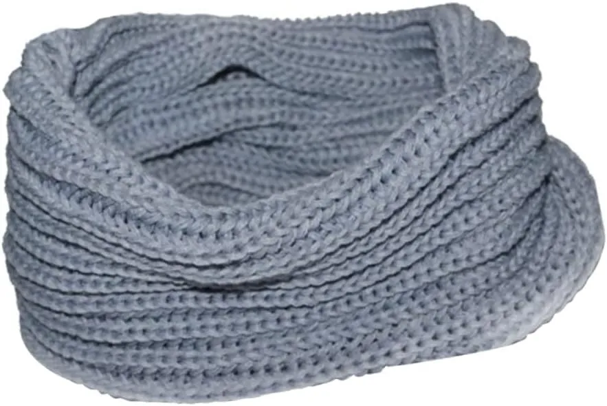 Winter Warm Woven Knit Wool Blend Loop Scarf Cozy Light Grey Shawl for Stylish Cold Weather Accessory