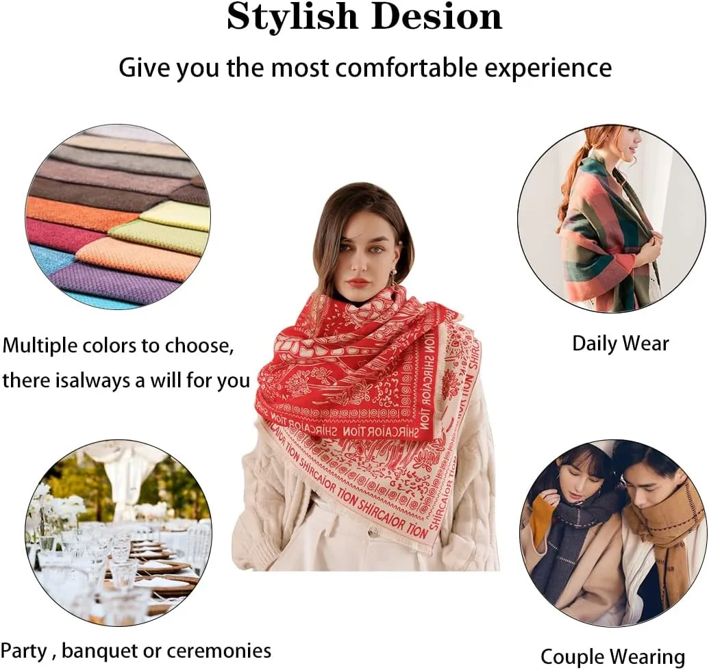 Women's Ethnic Style Long Scarf Shawl,Cashmere Feel Light Soft Thick Warm Scarves,Birthday Christmas New Year Gift.