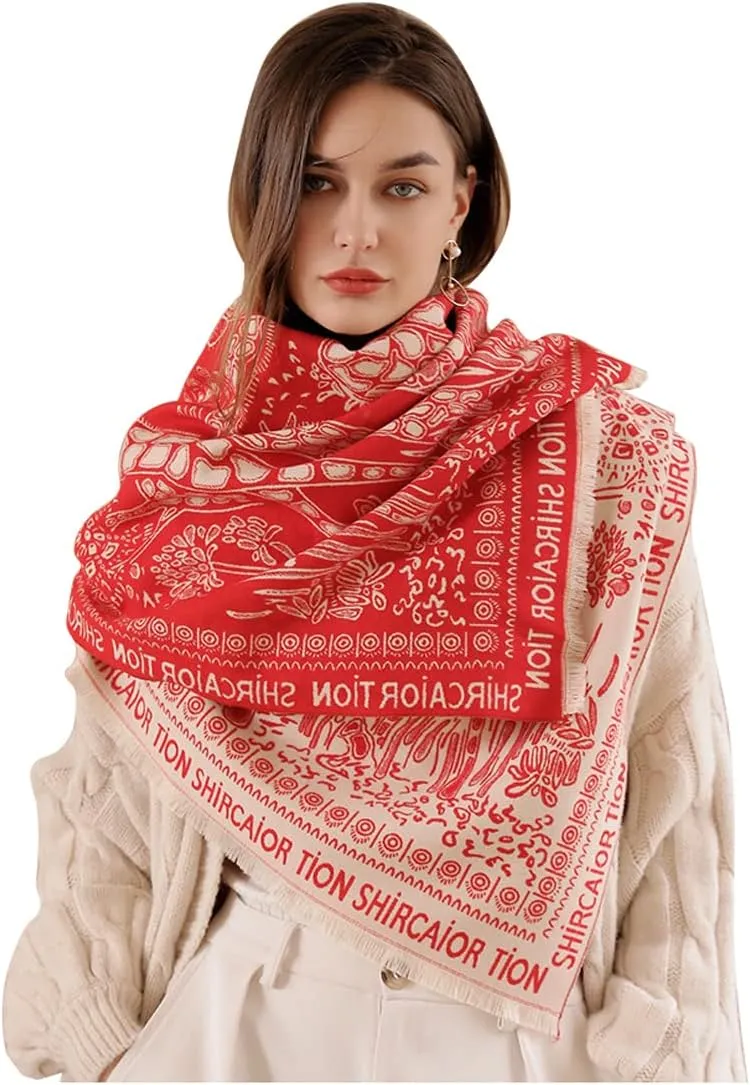Women's Ethnic Style Long Scarf Shawl,Cashmere Feel Light Soft Thick Warm Scarves,Birthday Christmas New Year Gift.