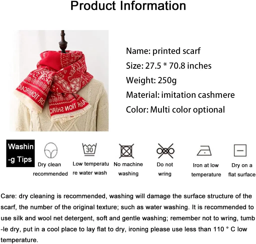 Women's Ethnic Style Long Scarf Shawl,Cashmere Feel Light Soft Thick Warm Scarves,Birthday Christmas New Year Gift.