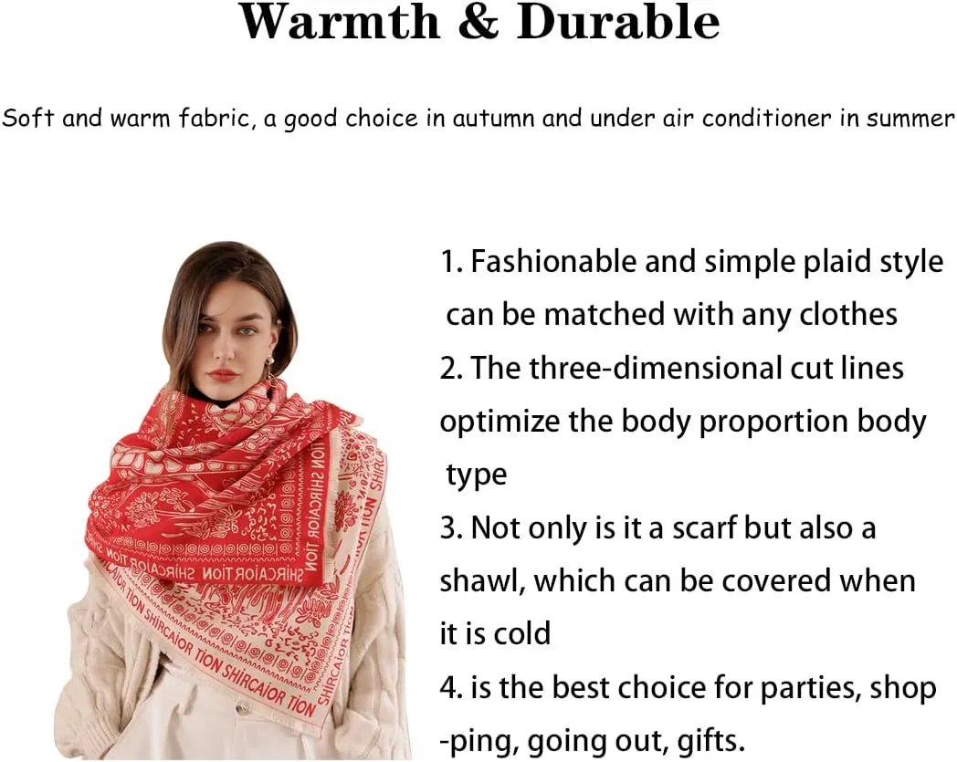 Women's Ethnic Style Long Scarf Shawl,Cashmere Feel Light Soft Thick Warm Scarves,Birthday Christmas New Year Gift.