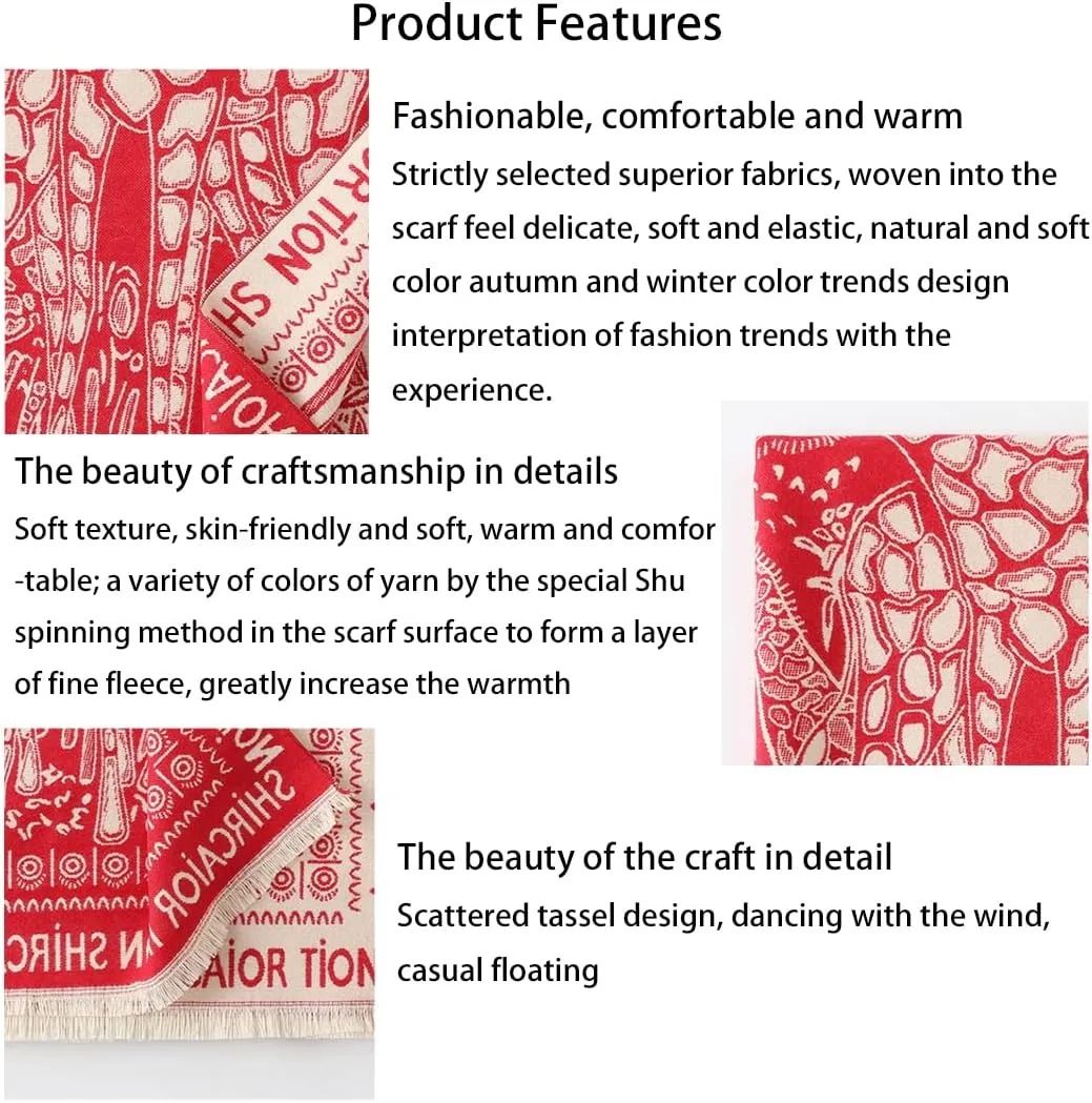 Women's Ethnic Style Long Scarf Shawl,Cashmere Feel Light Soft Thick Warm Scarves,Birthday Christmas New Year Gift.