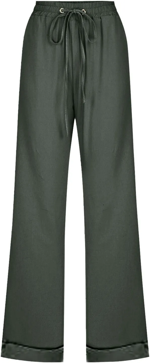 Women's Linen Summer Trousers Casual Lightweight Cotton Linen Trousers Fabric Trousers Airy Leisure Beach Trousers