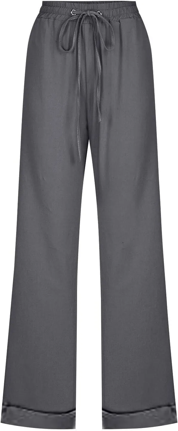 Women's Linen Summer Trousers Casual Lightweight Cotton Linen Trousers Fabric Trousers Airy Leisure Beach Trousers