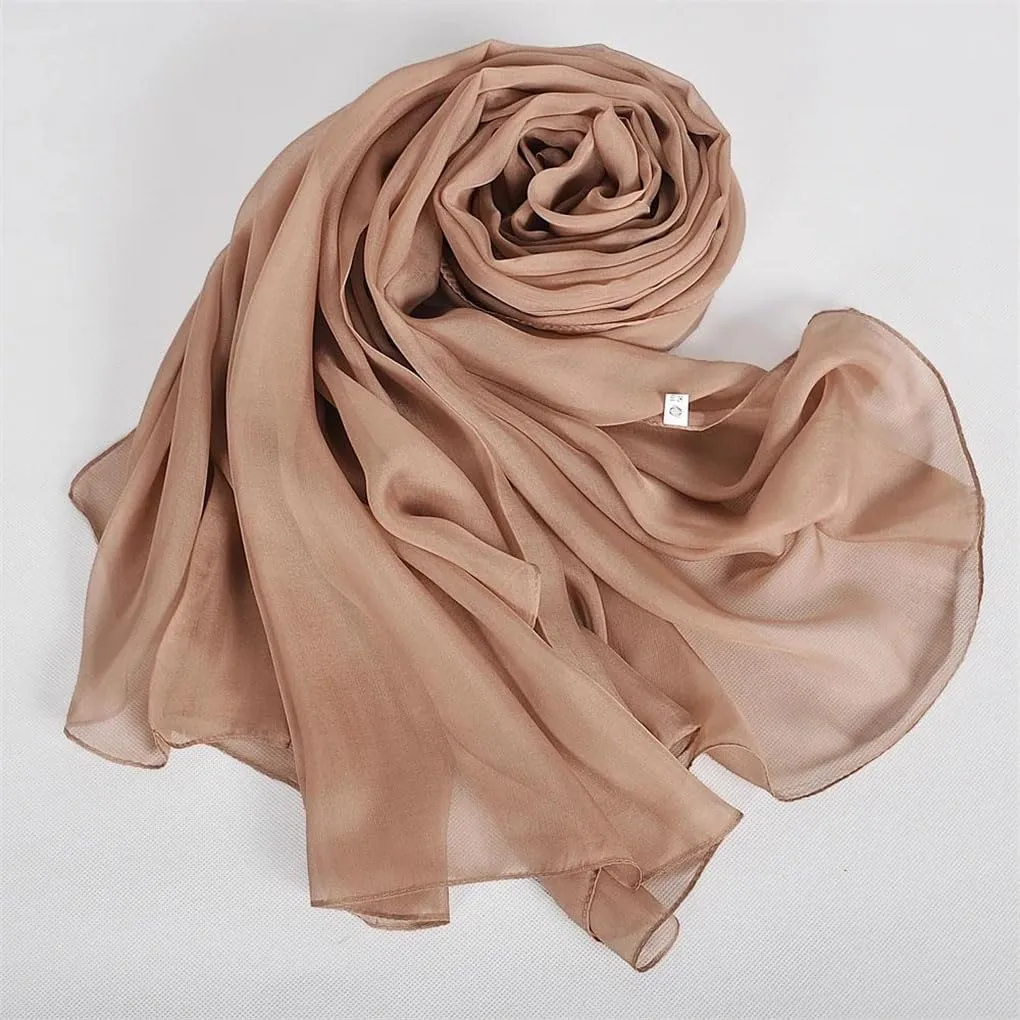 Womens Solid Casual Shawl Scarf Ladies Long Silk Scarves Wraps Scarf Cape
