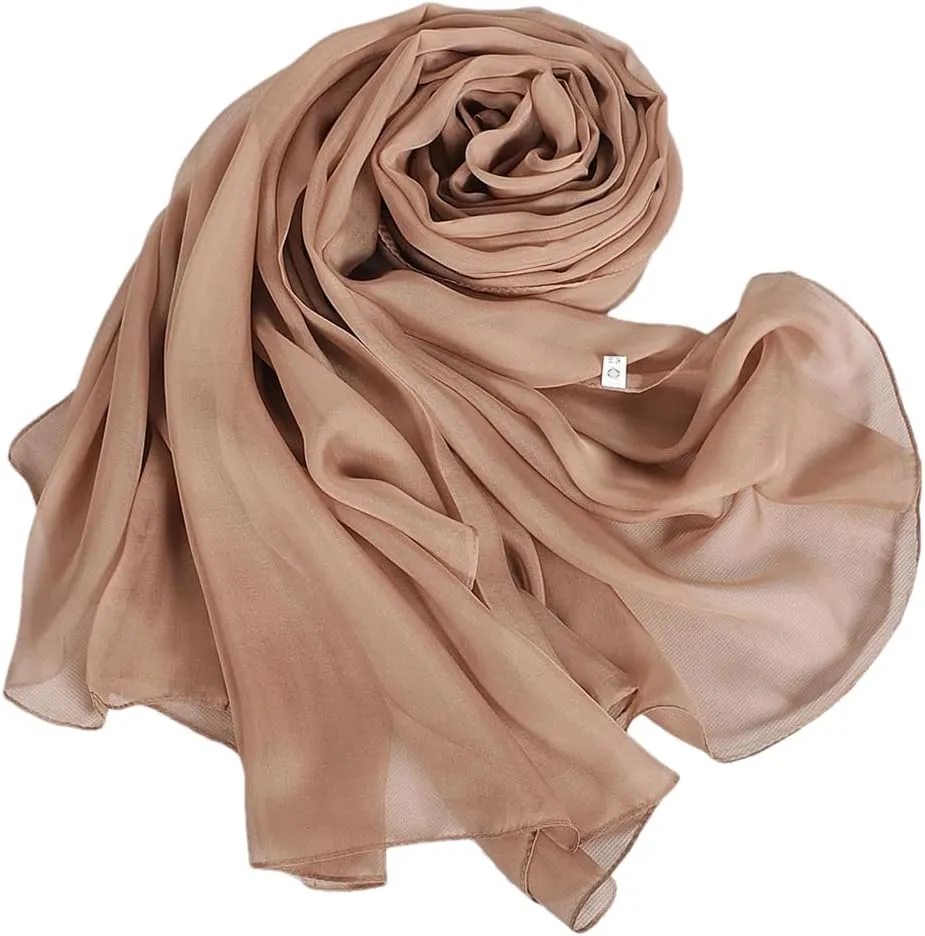 Womens Solid Casual Shawl Scarf Ladies Long Silk Scarves Wraps Scarf Cape