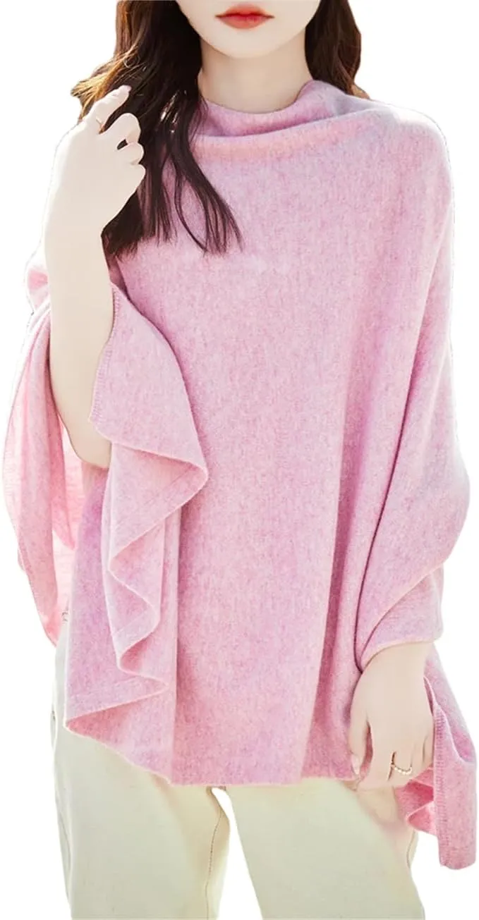 Women's Wool Knitted Casual Shawl Sweater Folded Wear Loose Pullover Scarf For All-Season