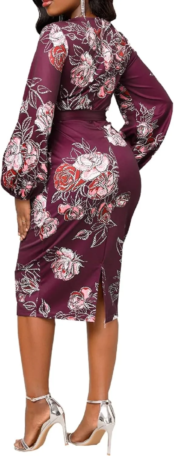 Xinlees Women's Elegant Dresses Sexy Bodycon Long Sleeve Pencil Business Dresses