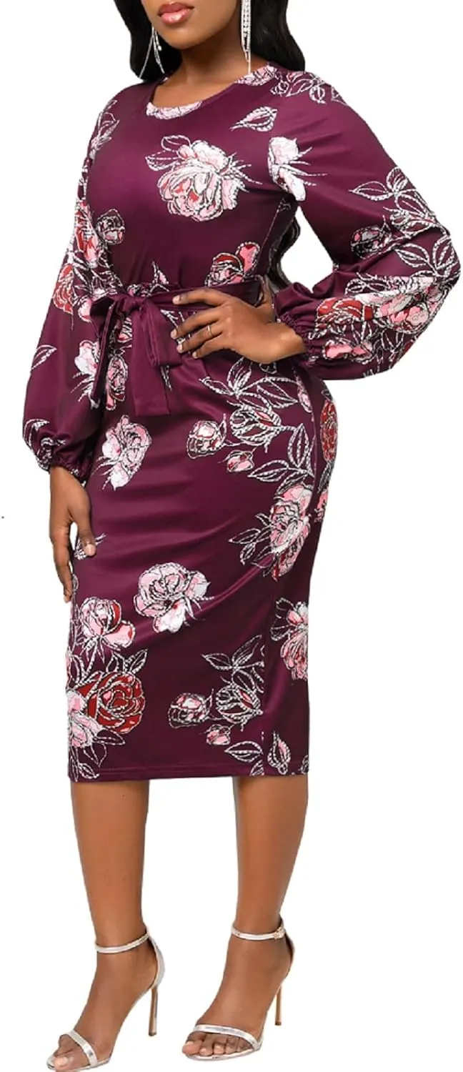 Xinlees Women's Elegant Dresses Sexy Bodycon Long Sleeve Pencil Business Dresses
