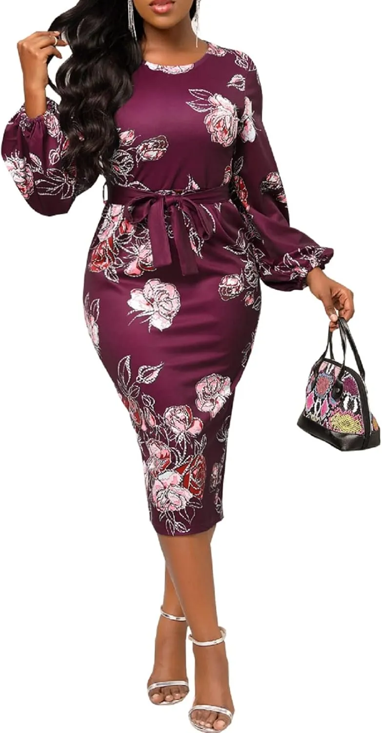 Xinlees Women's Elegant Dresses Sexy Bodycon Long Sleeve Pencil Business Dresses